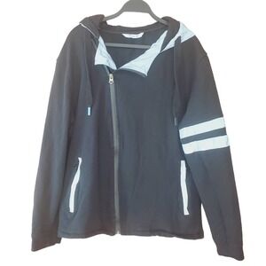 RNT23 Asymmetrical Sweatshirt Jacket Hooded Black academia